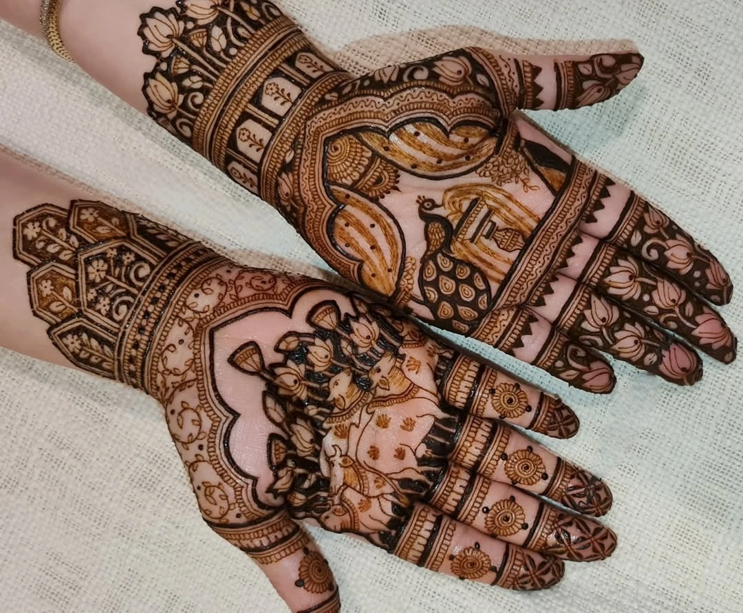 Rajasthani Mehandi Design - Traditional Henna Art with Peacock and Royal Motifs