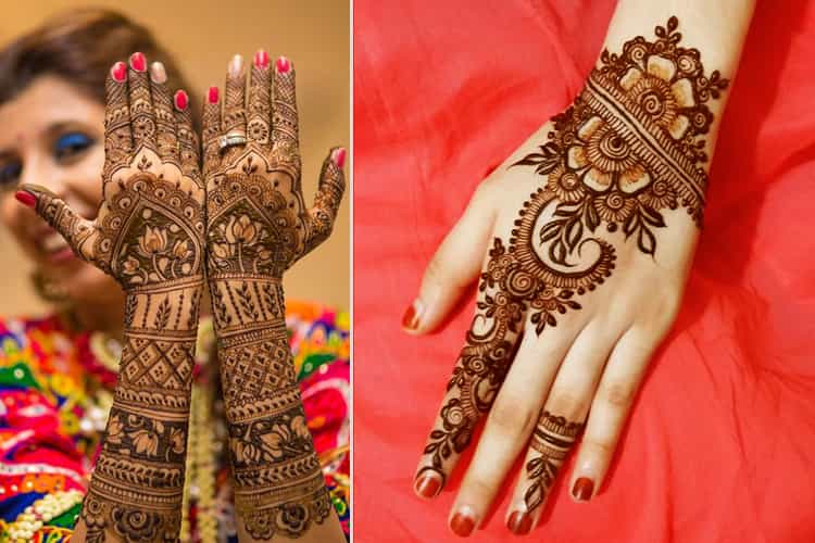 Gujarati Mehandi Design - Beautiful Peacock, Flowers and Full Hand Symmetry